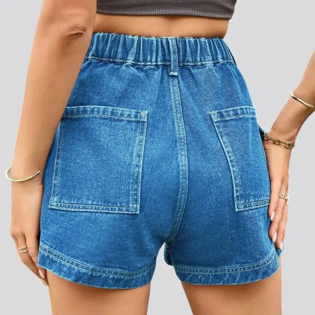 Color women's denim shorts