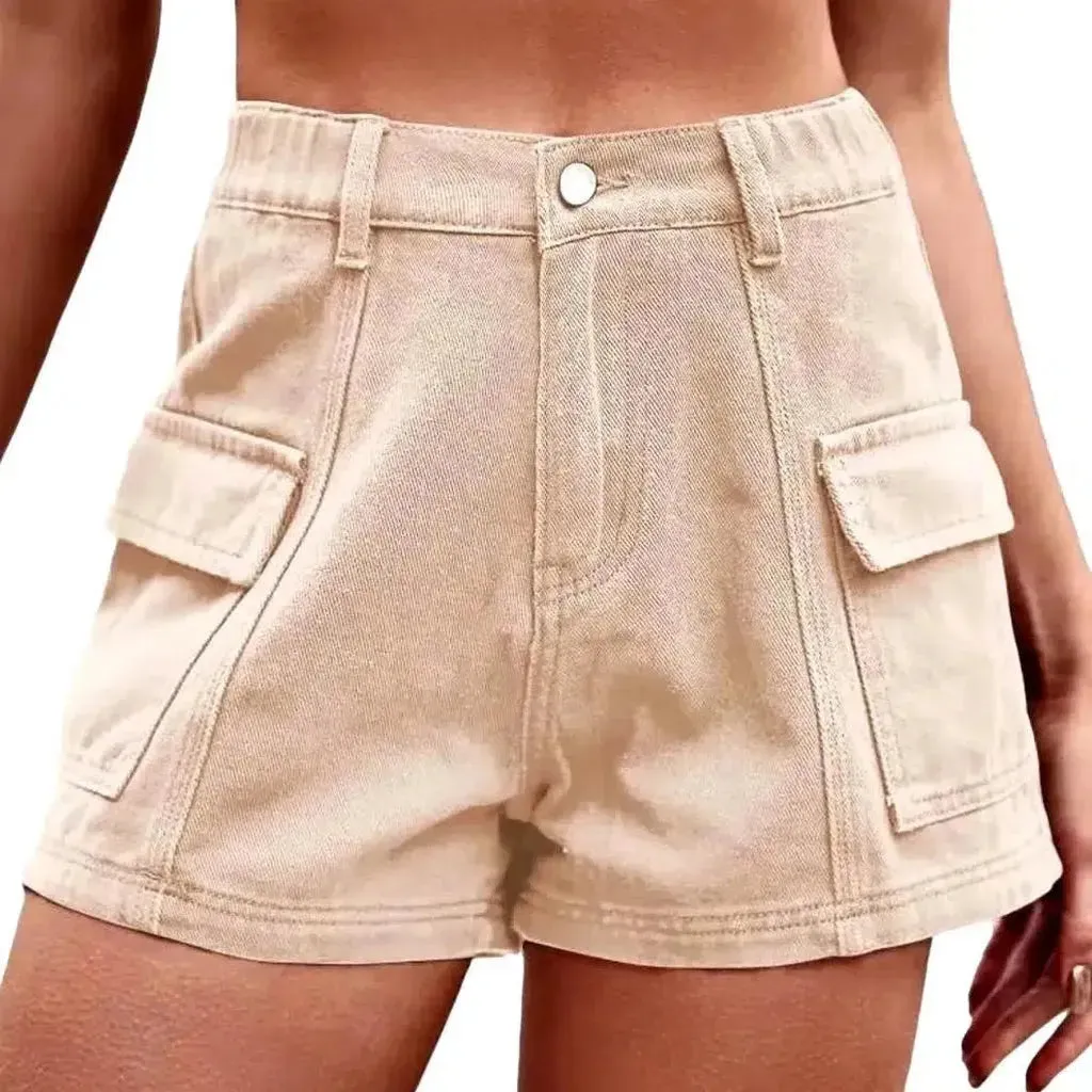 Color women's denim shorts