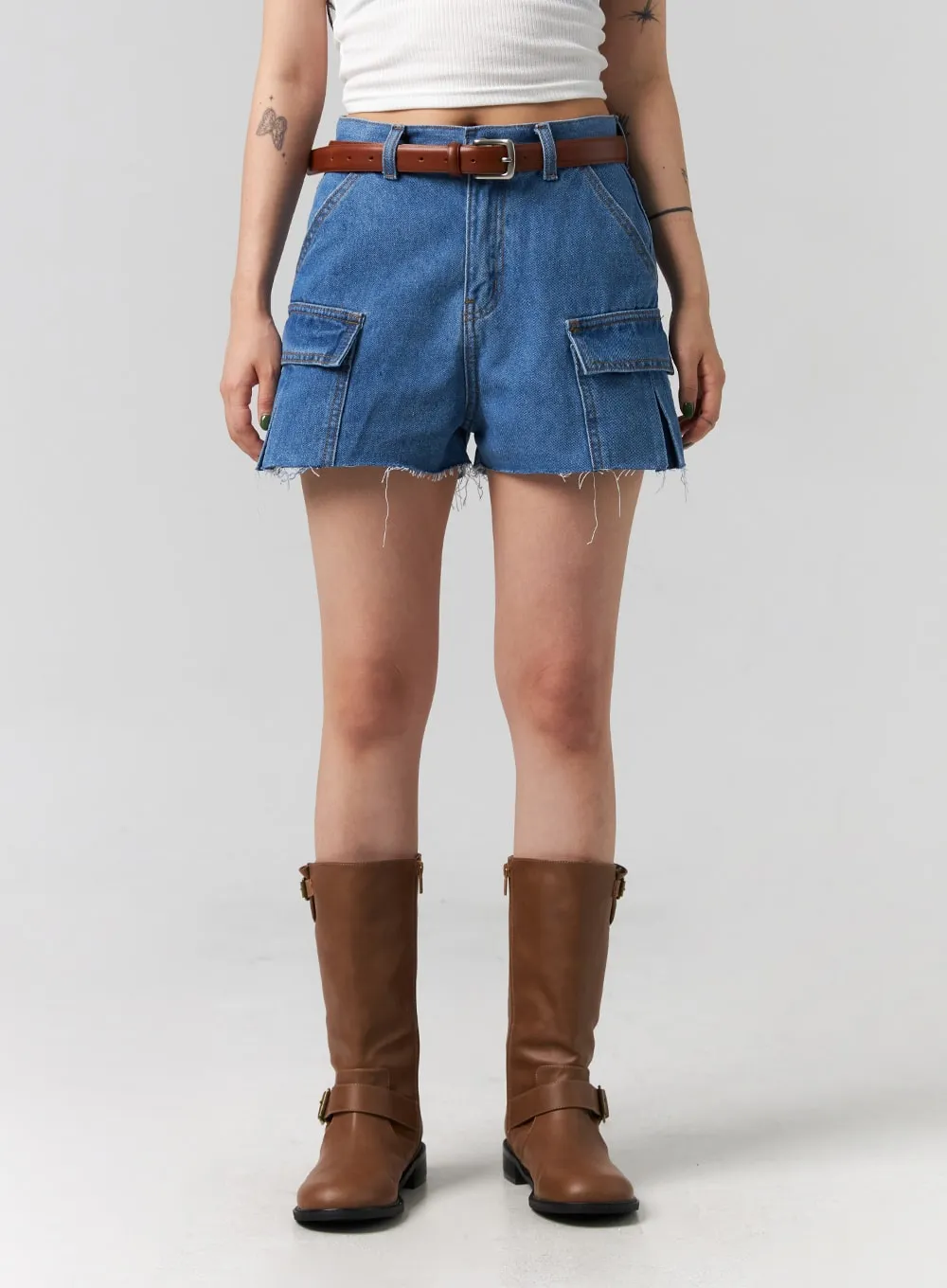 Cut Out Denim Shorts CG316