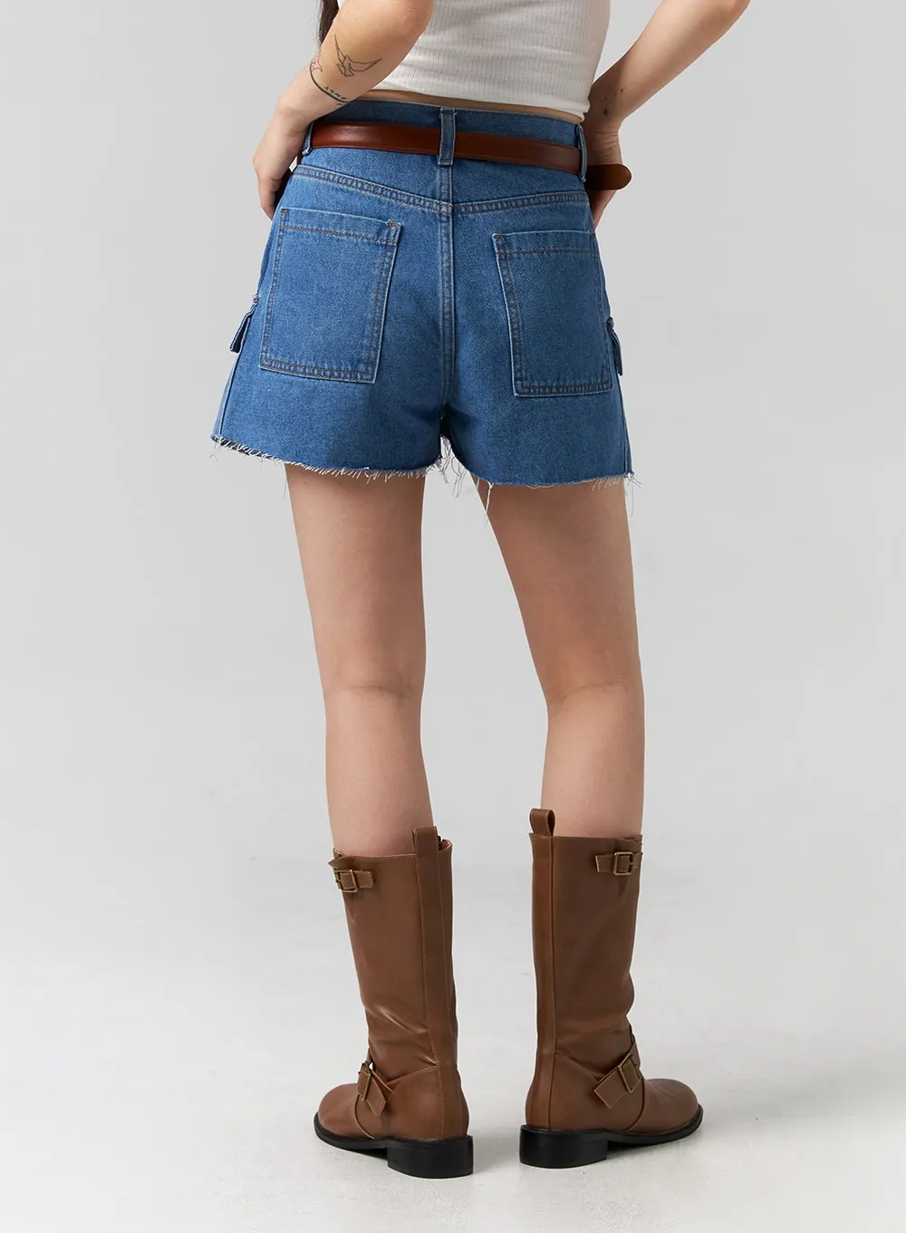 Cut Out Denim Shorts CG316