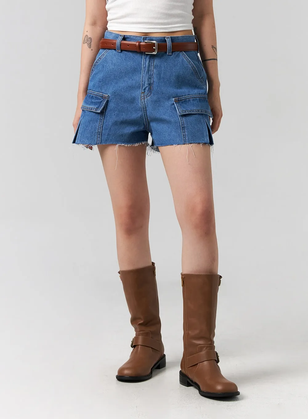 Cut Out Denim Shorts CG316