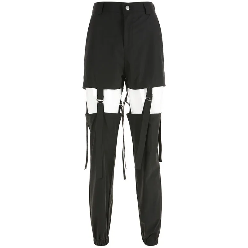 D-button cutout cargo pants