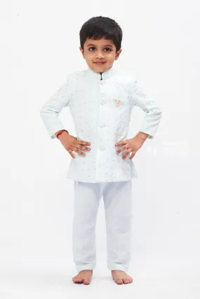 Elegant Boys Ice Blue Traditional Kurta and Pant Set