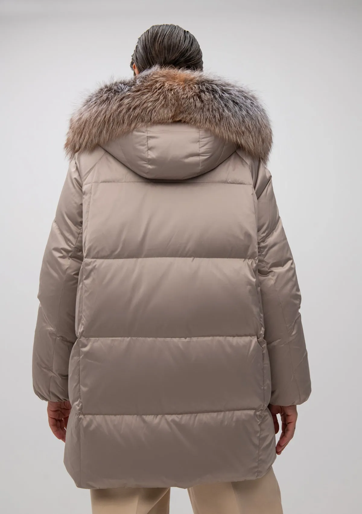 Estelle Genuine Silver Fox Fur Down Parka