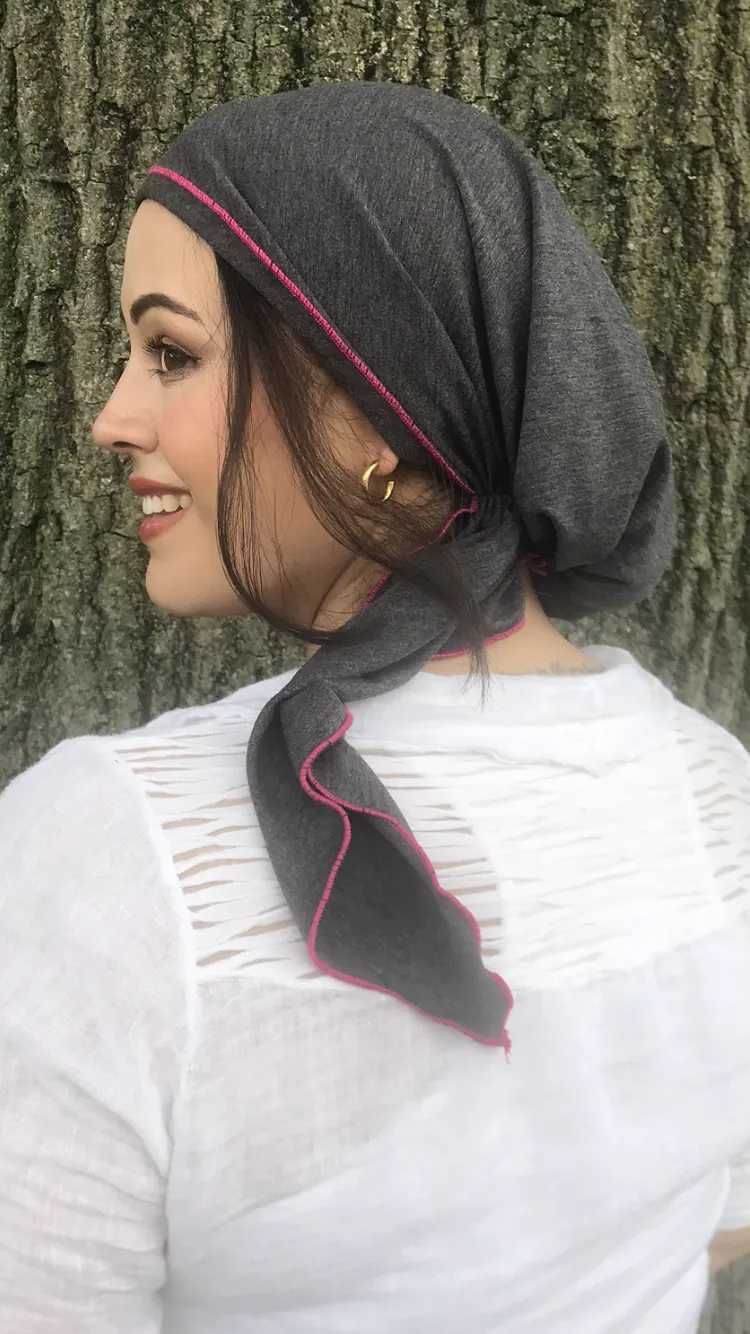 Exercise Hijabs | Head Scarf For Women | Grey Sport Style Active Soft Knit Pre Tied Scarf with Color | Made in the USA by Uptown Girl Headwear