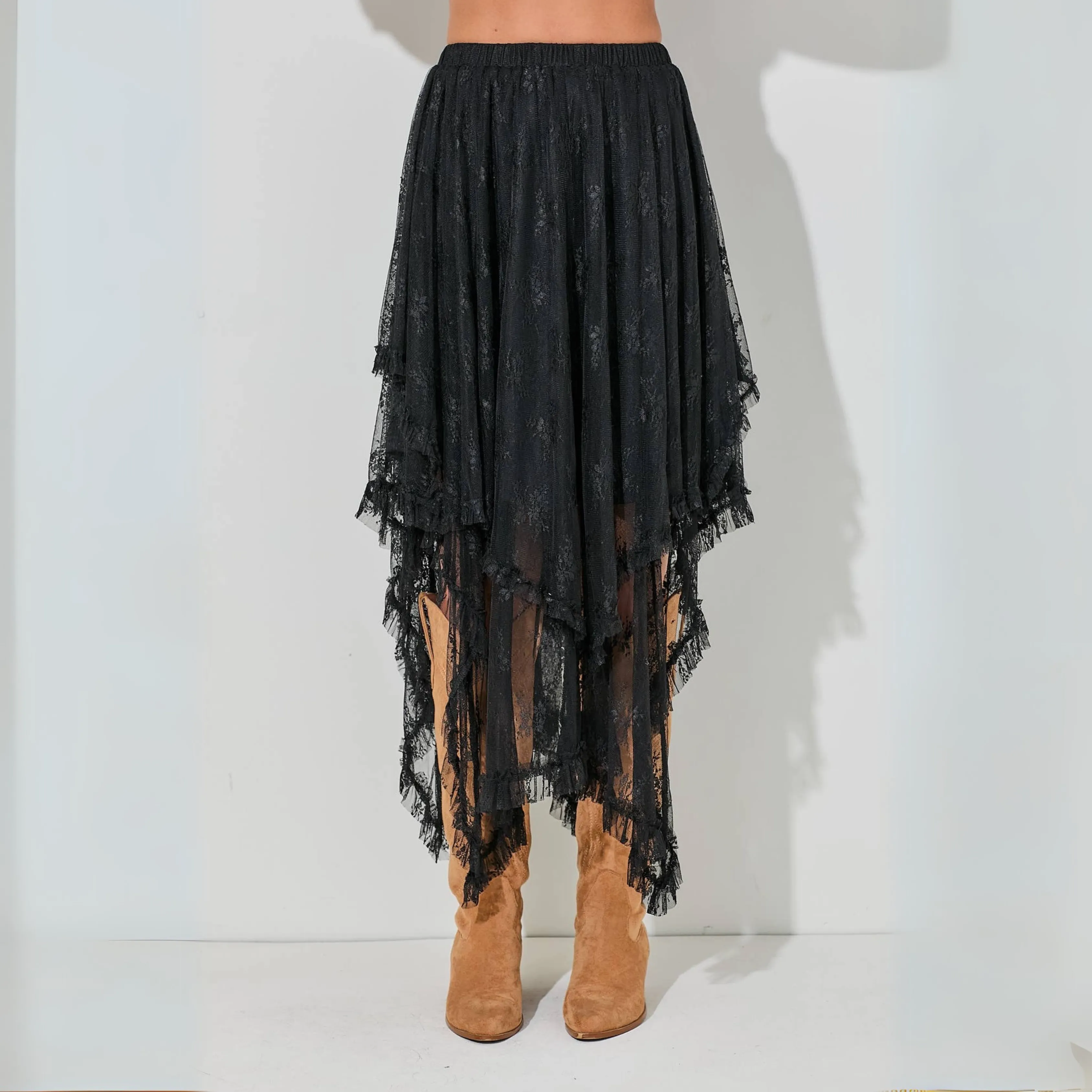 exile lace skirt - black