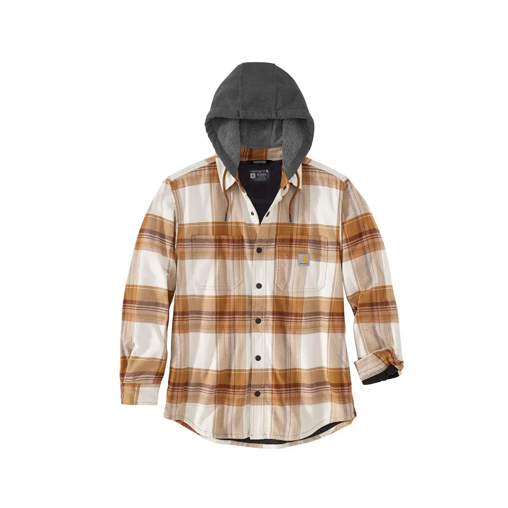 Flannel Fleece Lined Hooded Shirt Jacket Carhart Brown