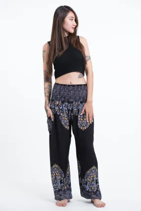 Floral Vines Women's Harem Pants in Black