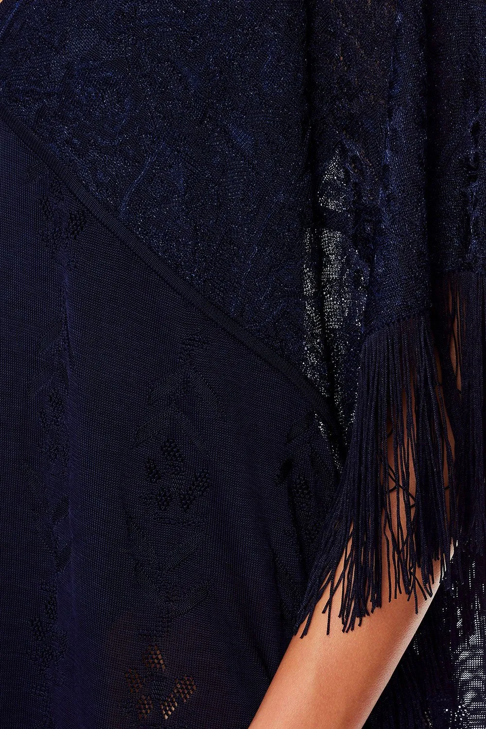 FRINGED KNIT KAFTAN MIDNIGHT MEETING