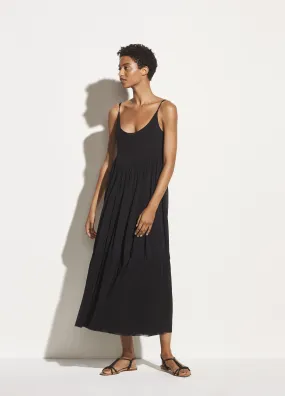 Gathered Knit Cami Dress in Black