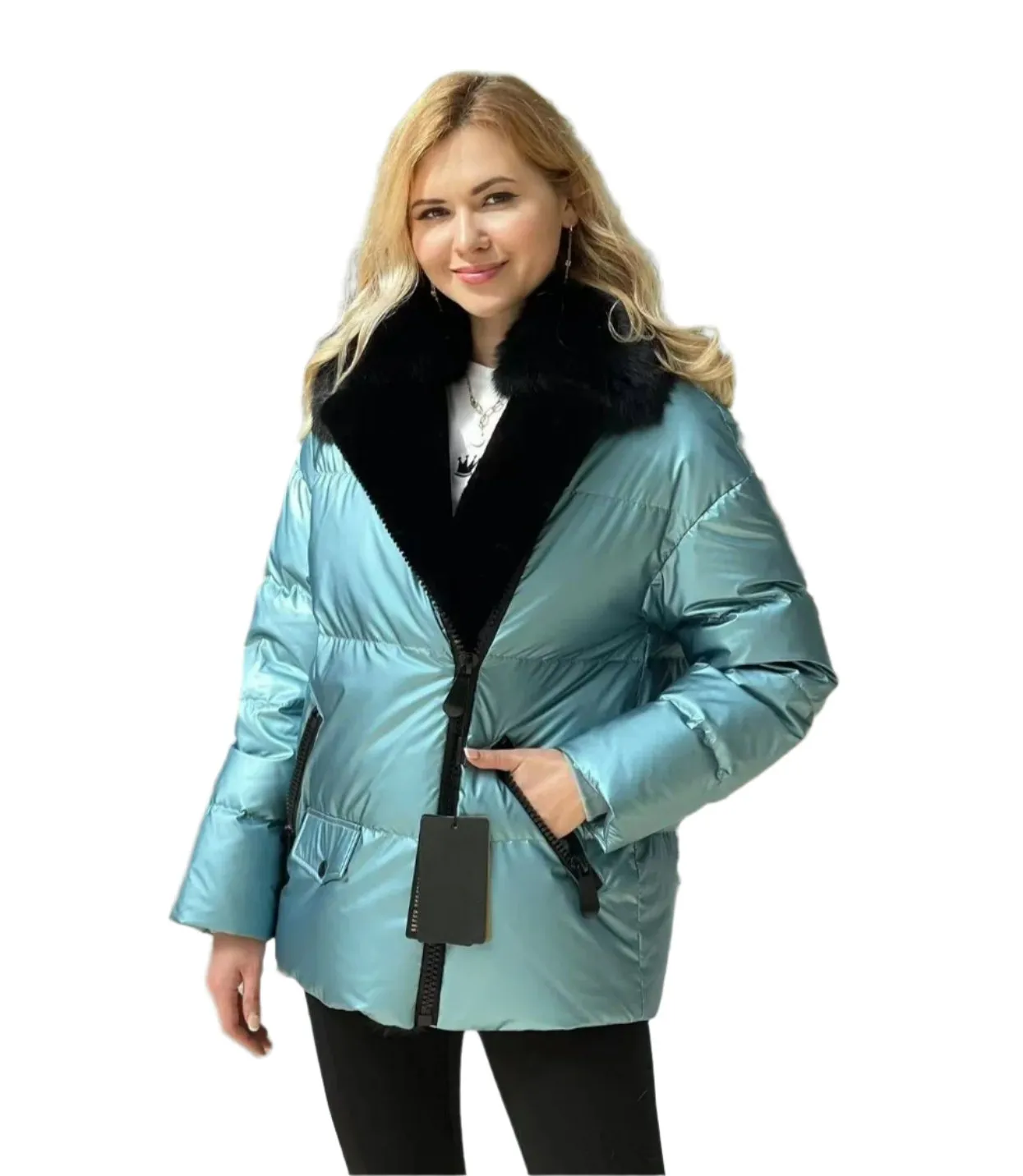 Genuine Polar Fox Fur Down Fill Water-Repellent Coat