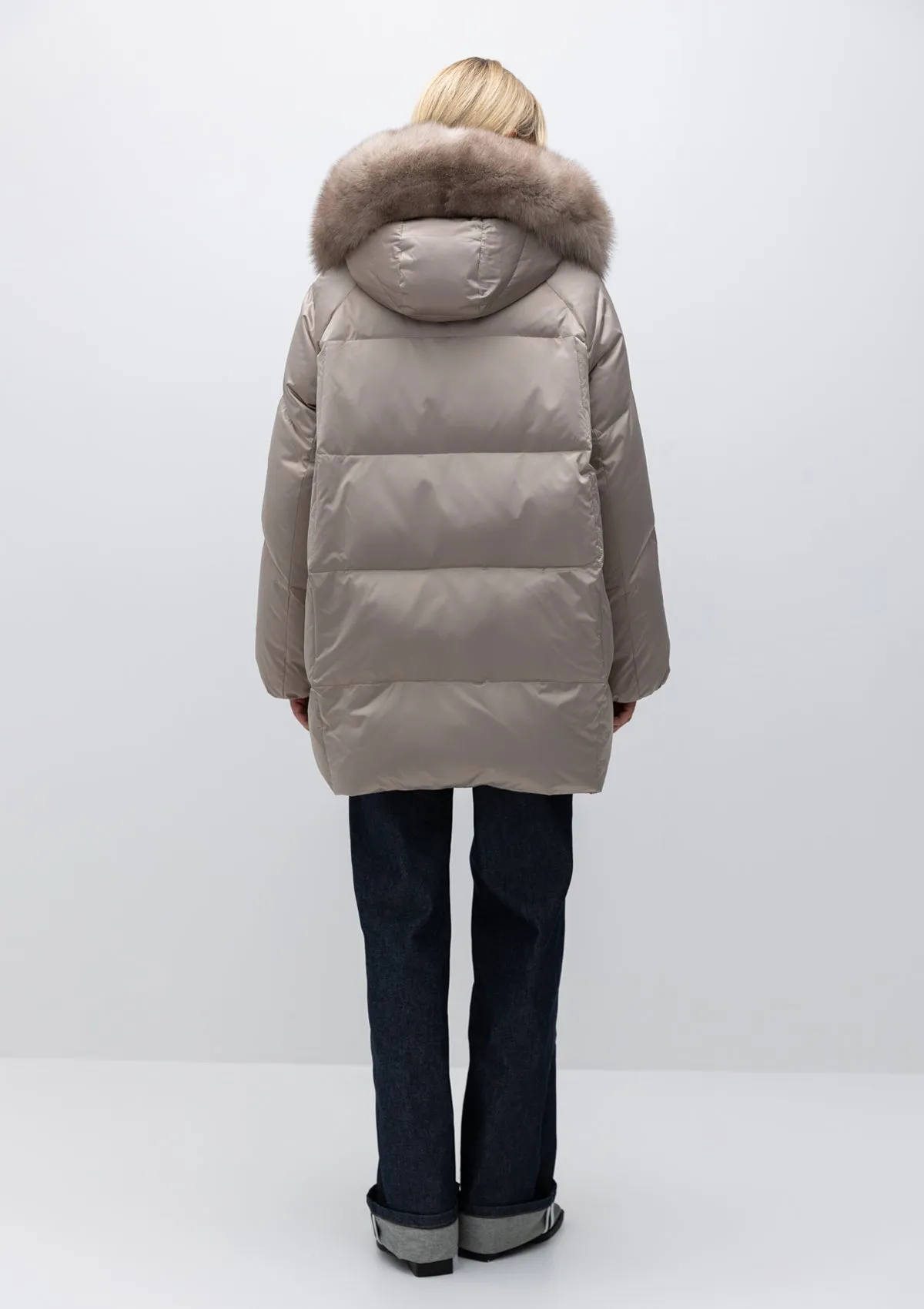 Genuine Polar Fox Fur Eco-Alpaca Lined Down Parka