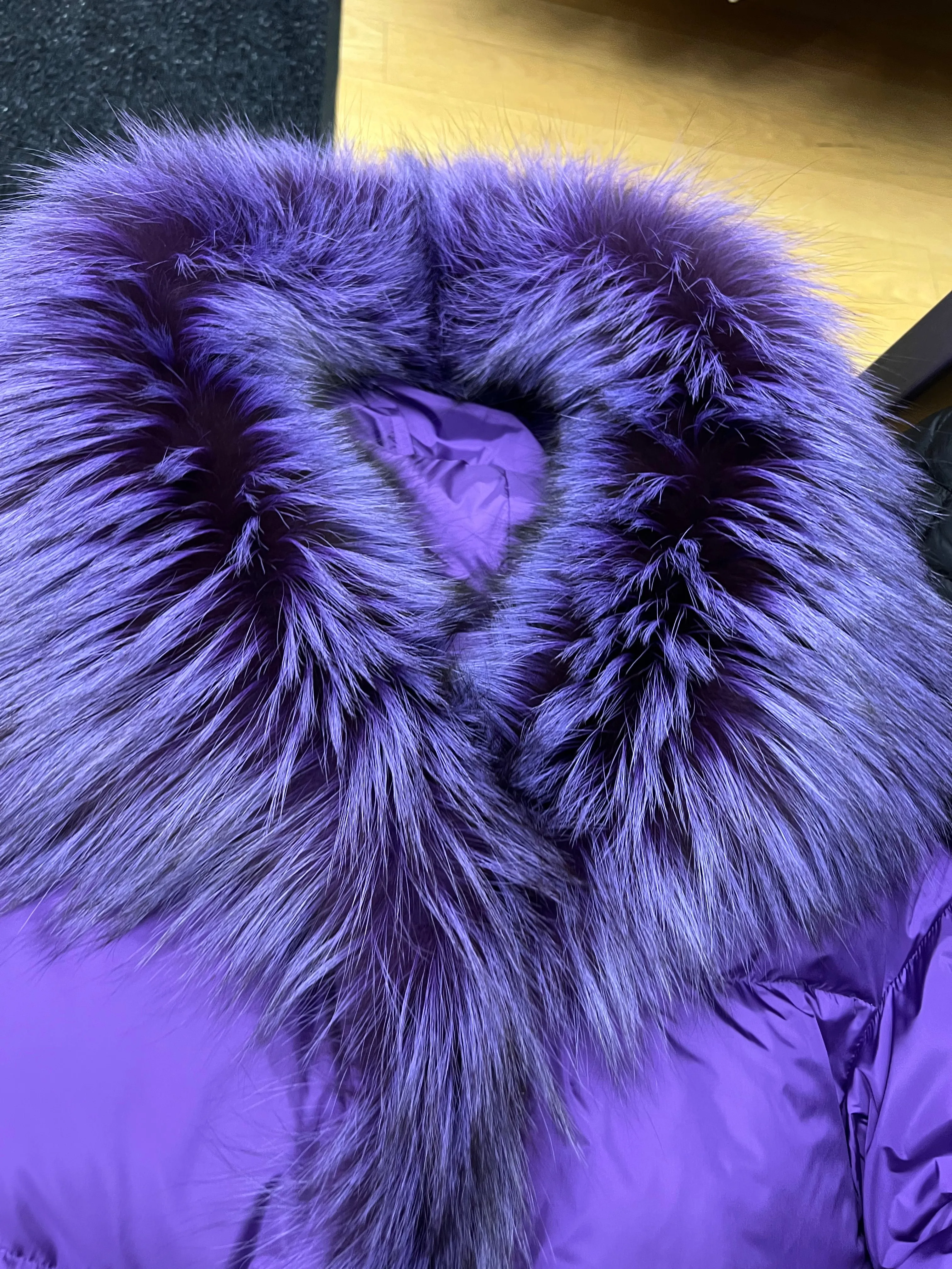 Genuine Silver Fox Fur Down Fill Parka