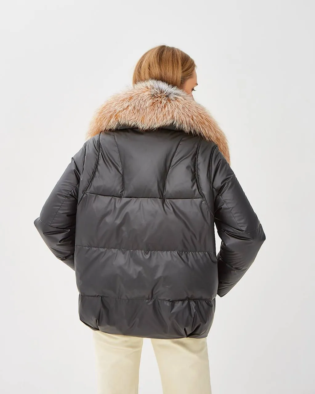 Genuine Silver Fox Fur Down Fill Parka