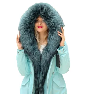 Genuine Silver Fox Fur Parka with Rabbit Fur Insulation