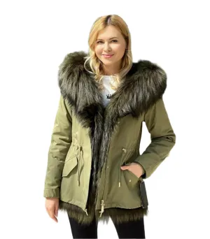 Genuine Silver Fox Fur Parka with Rabbit Fur Insulation