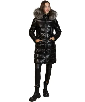 Genuine Silver Fox Fur Trim Vest Down Fill Coat