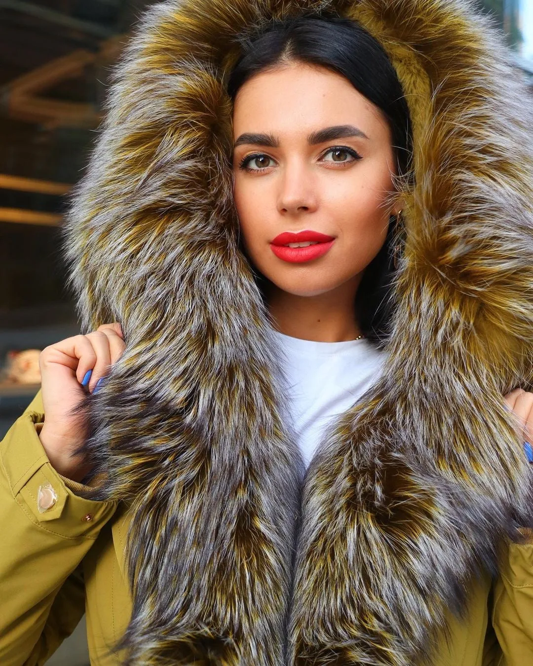 Genuine Silver Fox Trim Rabbit Fur Insulated Parka