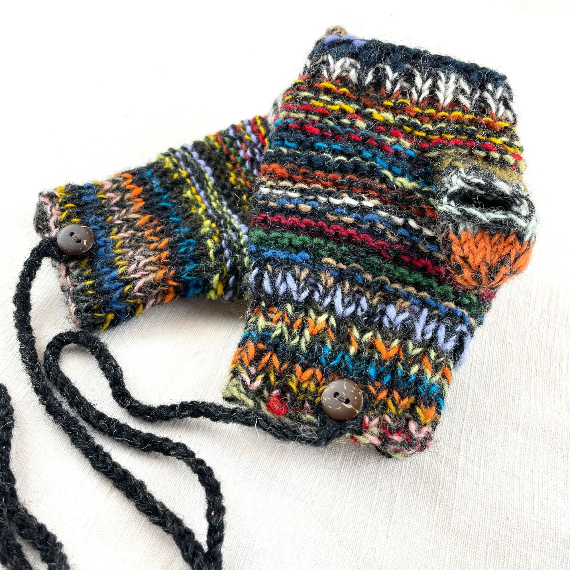 GOPAN Mittens Multi Waste Wool Detachable String (WS)