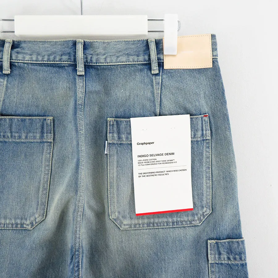 【Graphpaper/グラフペーパー】<br>Selvage Denim Cargo Pants (LIGHT FADE) <br>GM233-40182LB