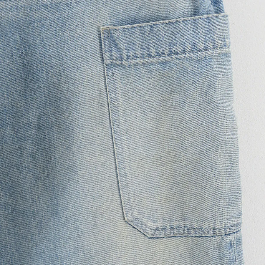 【Graphpaper/グラフペーパー】<br>Selvage Denim Cargo Pants (LIGHT FADE) <br>GU241-40182LB