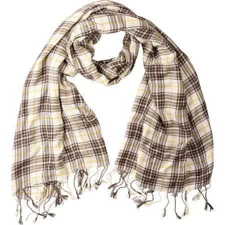 Gray & Yellow Plaid Scarf