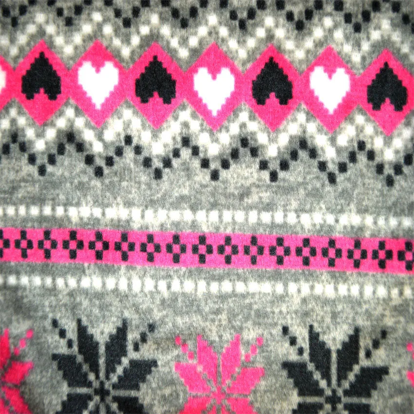 Gray and Hot Pink Fairisle Cuffed Sleep Pants