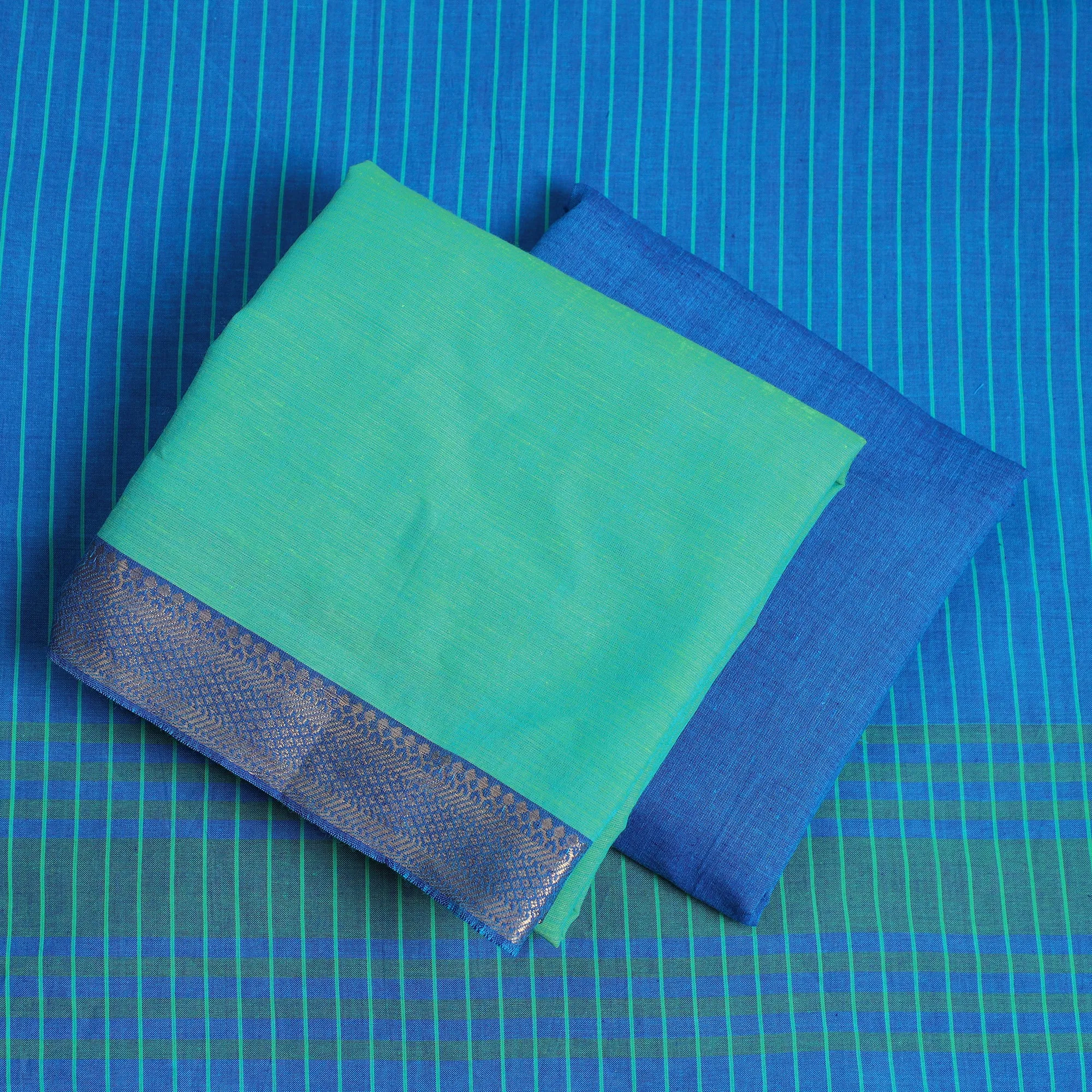 Green - 3pc Dharwad Cotton Suit Material Set 13