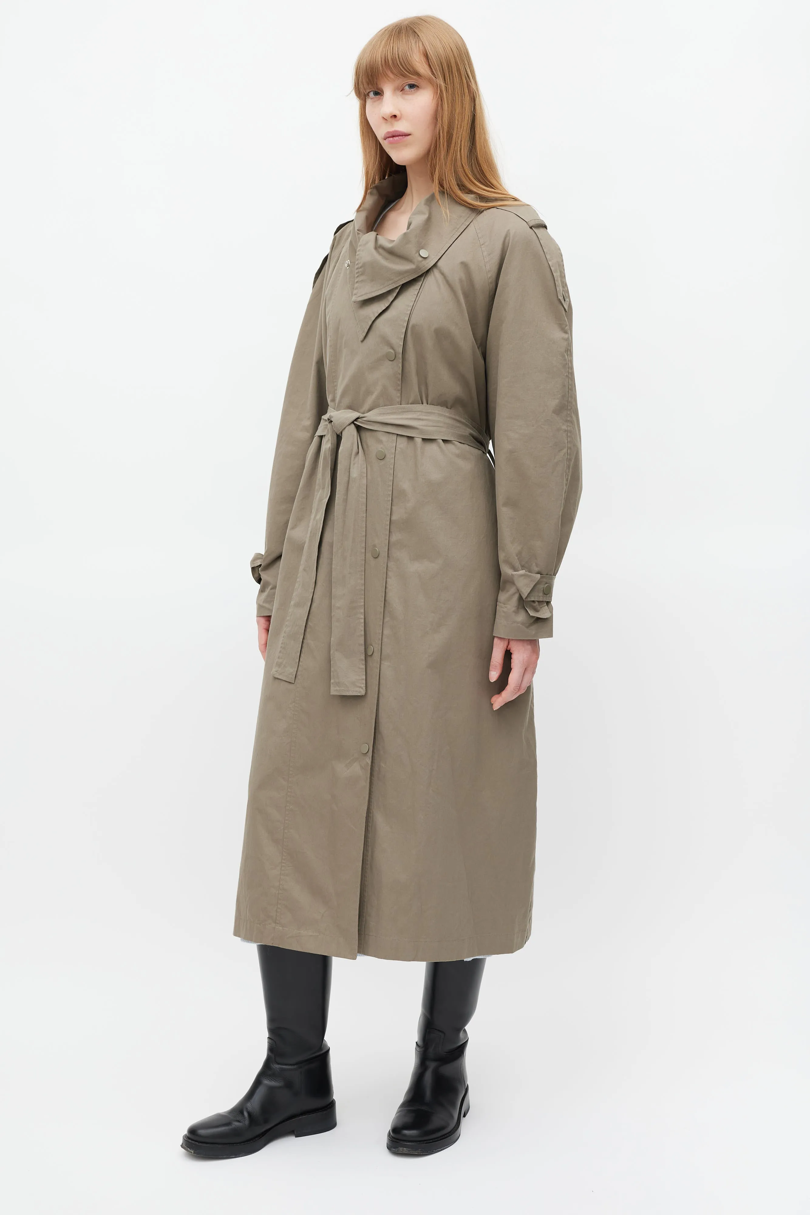 Green Lottie Double Breasted Trench Coat