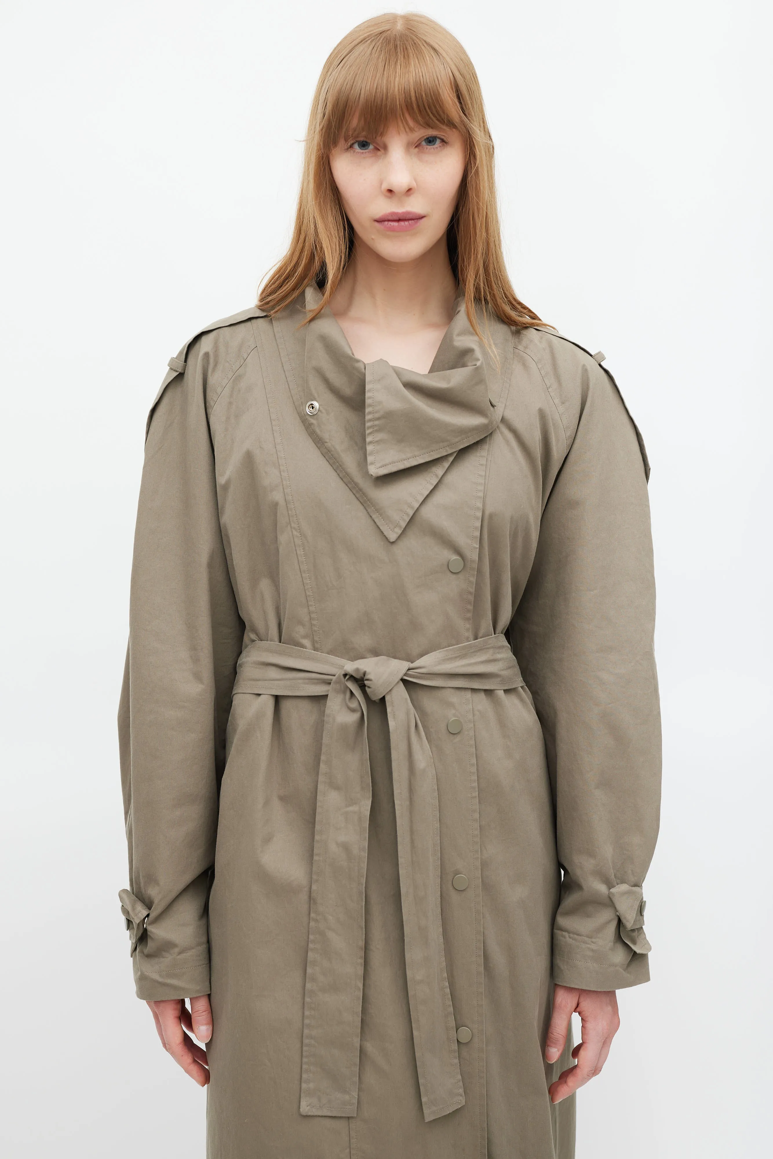 Green Lottie Double Breasted Trench Coat