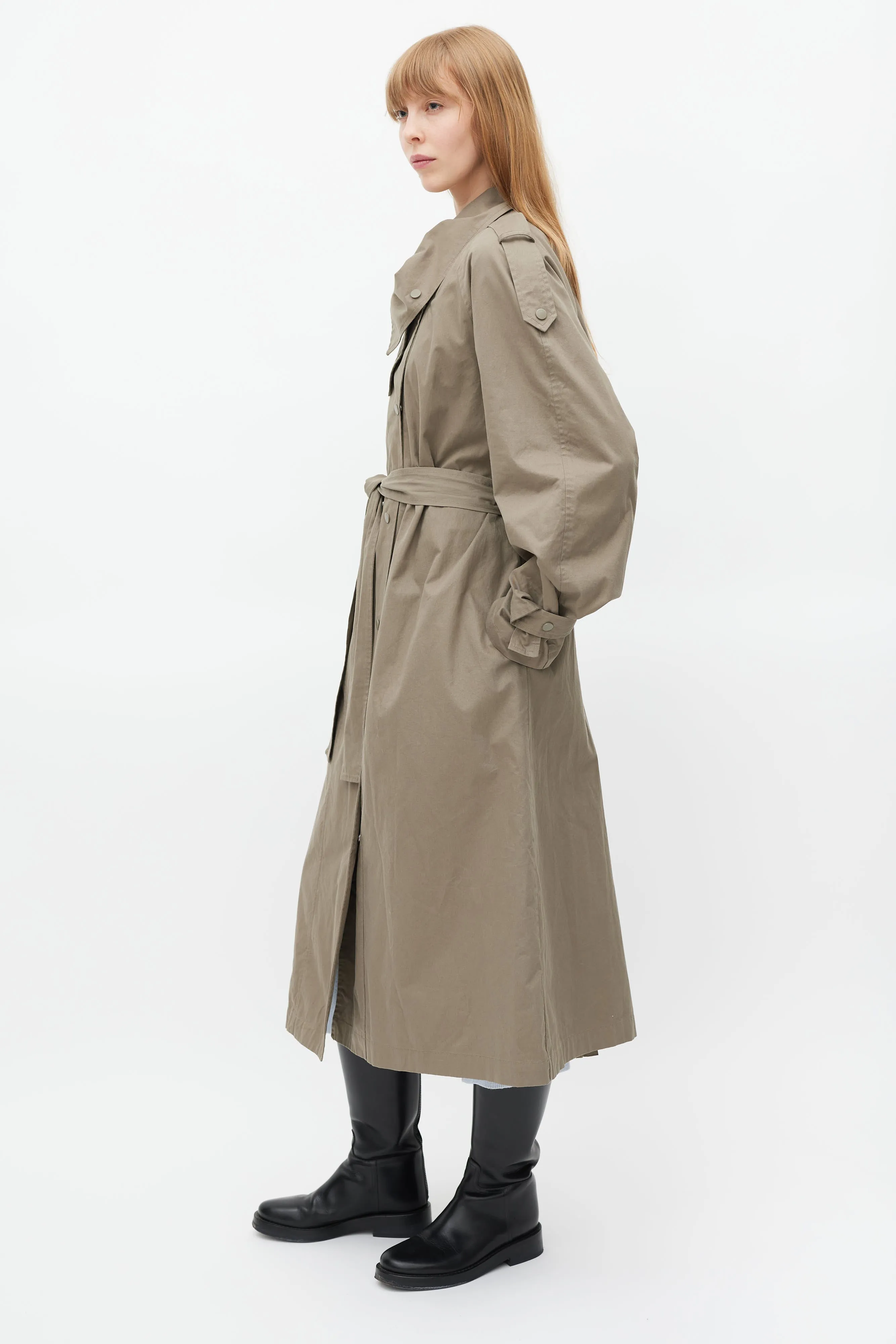 Green Lottie Double Breasted Trench Coat