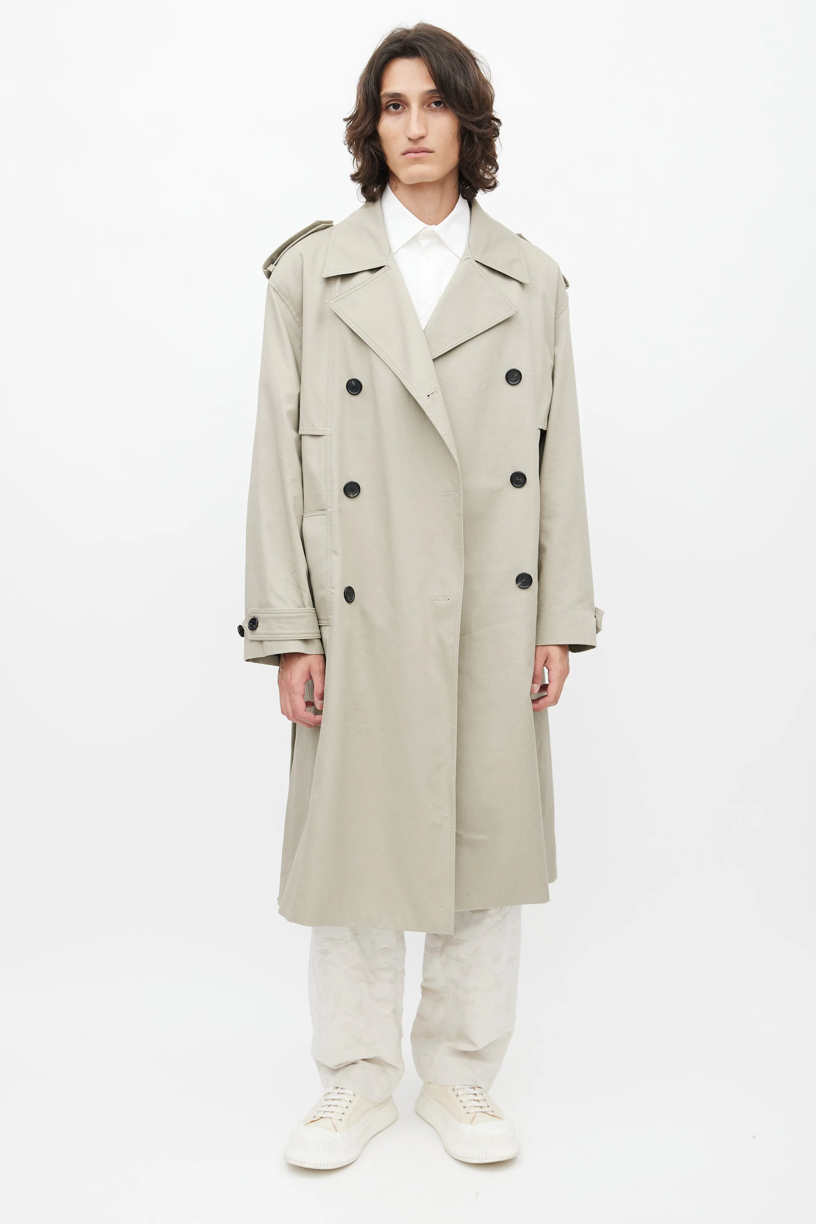 Grey Belted Trench Coat