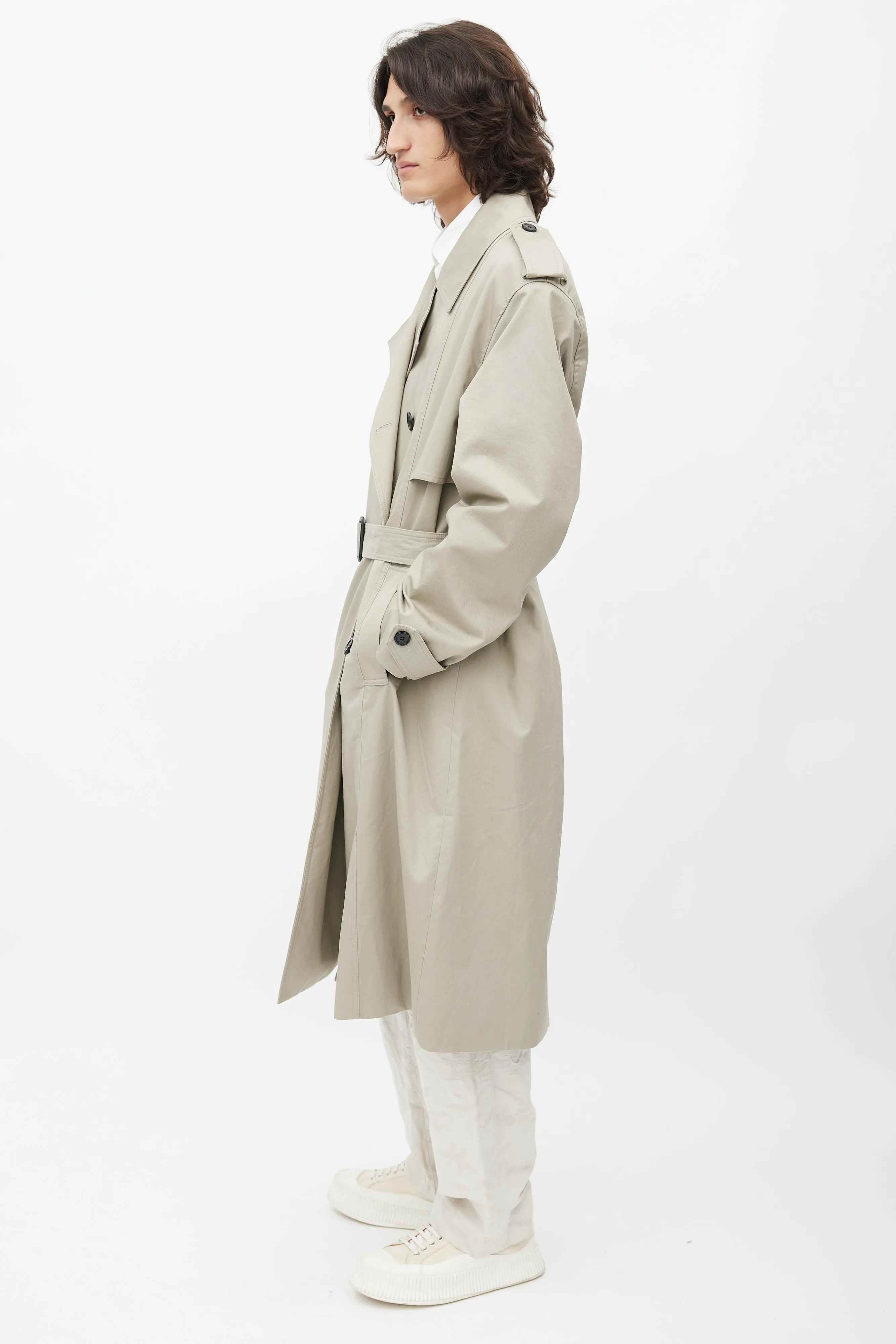 Grey Belted Trench Coat