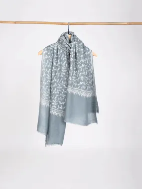 Grey Embroidered Cashmere Scarf - MENTOR