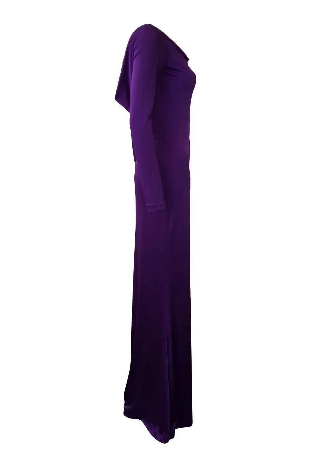 HALSTON HERITAGE Purple Lurex Long Sleeve Maxi Dress (UK 6)