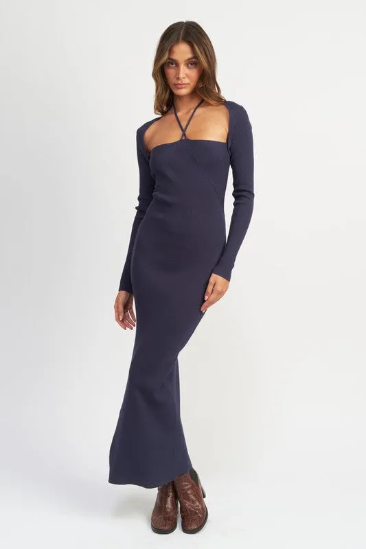 Halter Neck Maxi Dress With Slit