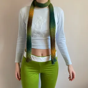 Handmade knitted ombré skinny scarf - Forest colourway