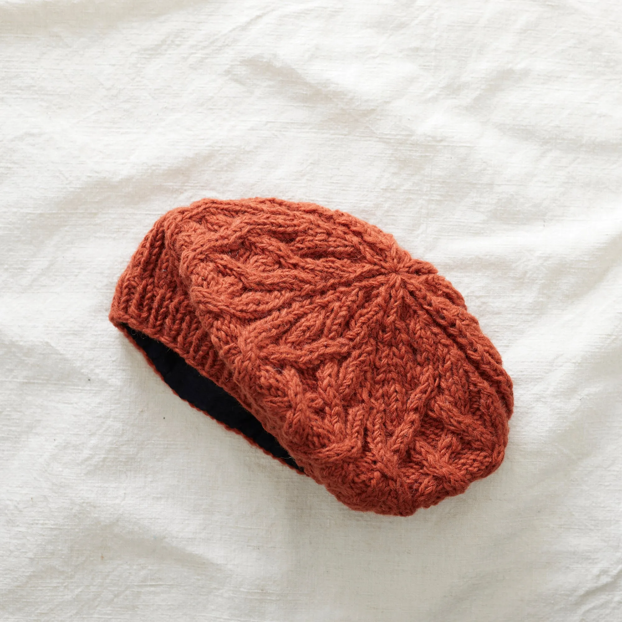 HEMANTA Cable Knit Wool Beret Hat (WS)