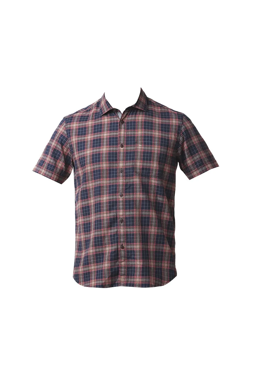 Herring Bone Twill Checks Halfsleeves Shirt