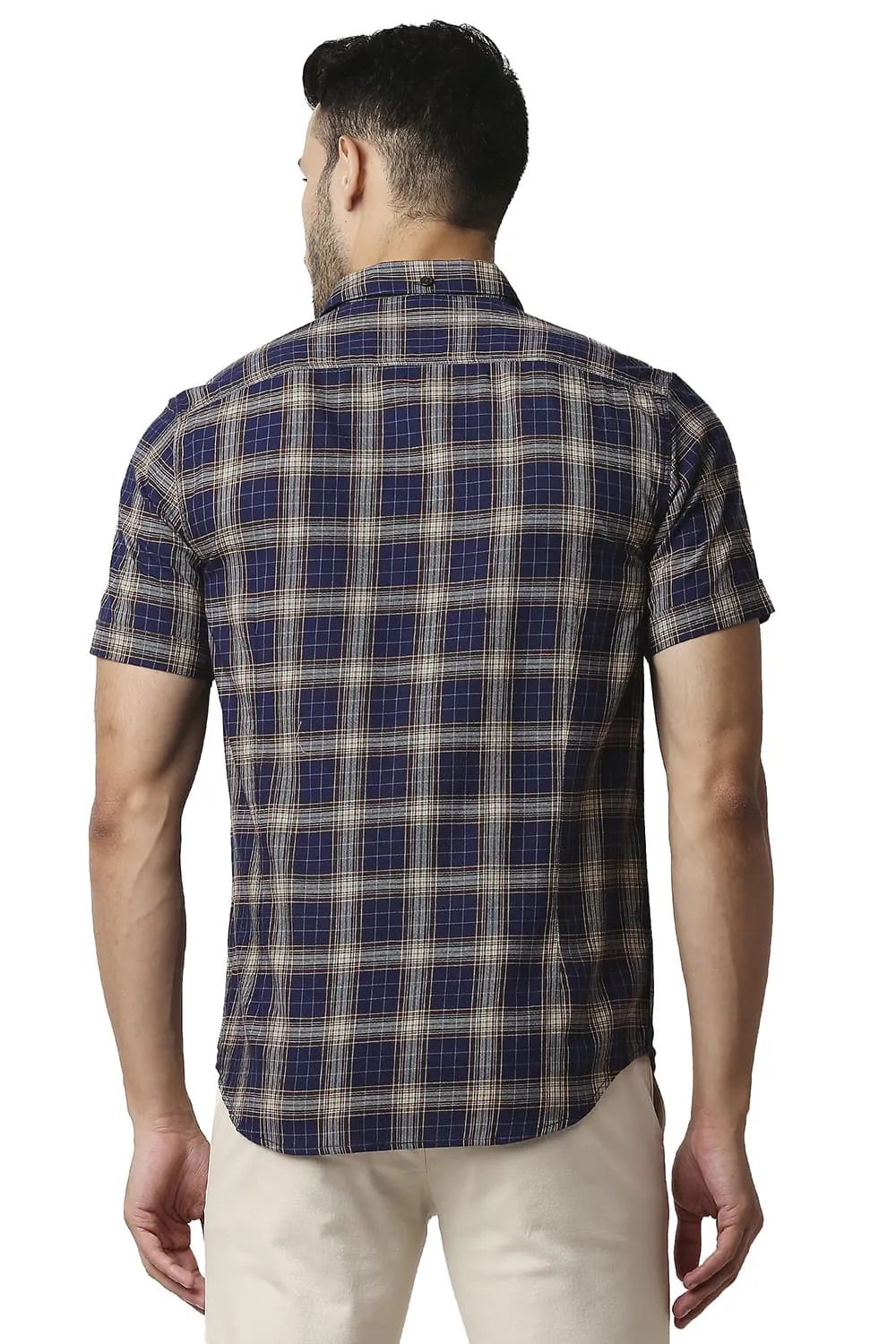 Herring Bone Twill Checks Halfsleeves Shirt