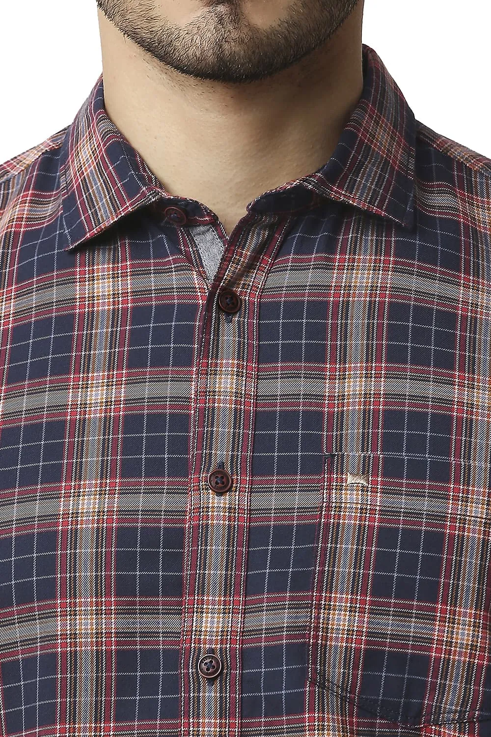 Herring Bone Twill Checks Halfsleeves Shirt