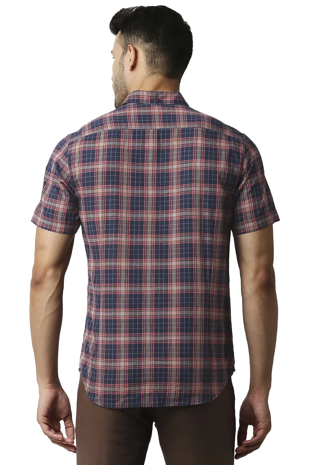 Herring Bone Twill Checks Halfsleeves Shirt