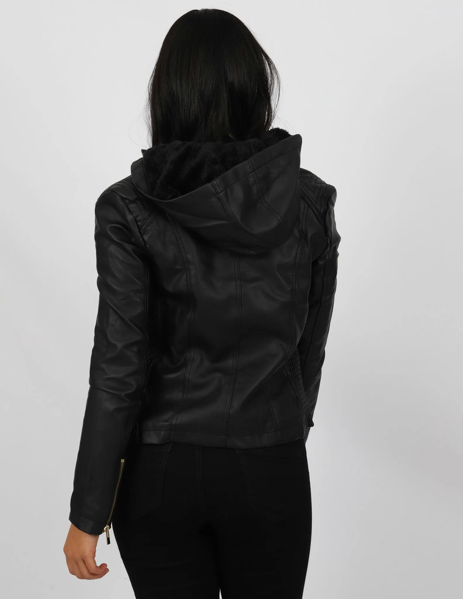 Hooded Fleece Biker Jacket