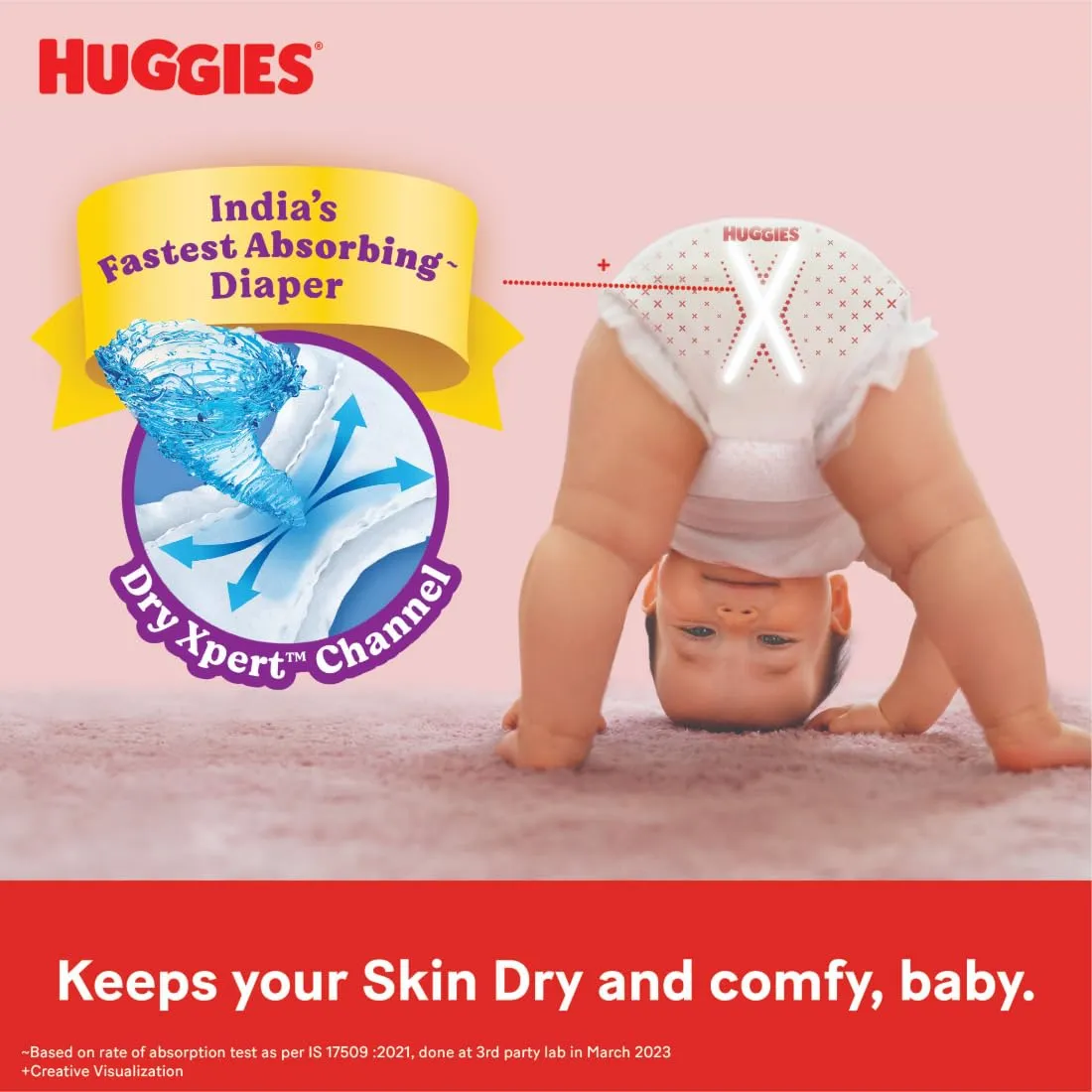 Huggies Complete Comfort Wonder Pants Extra Large (XL) Size (12-17 Kgs) Baby Diaper Pants, 56 count| India's Fastest Absorbing Diaper with upto 4x faster absorption | Unique Dry Xpert Channel