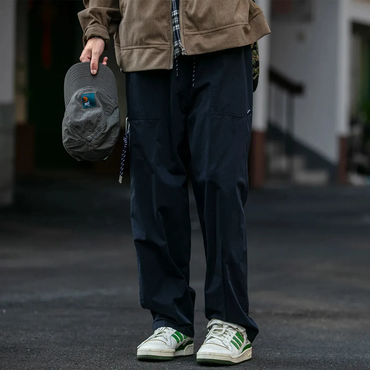 Japanese Streetwear Straight Pants - Casual Cargo Pants for Men