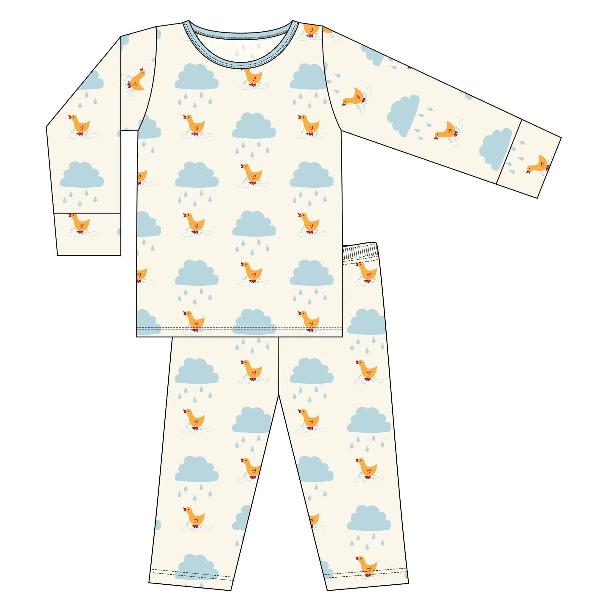 KicKee Pants Natural Puddle Duck L/S Pajama Set