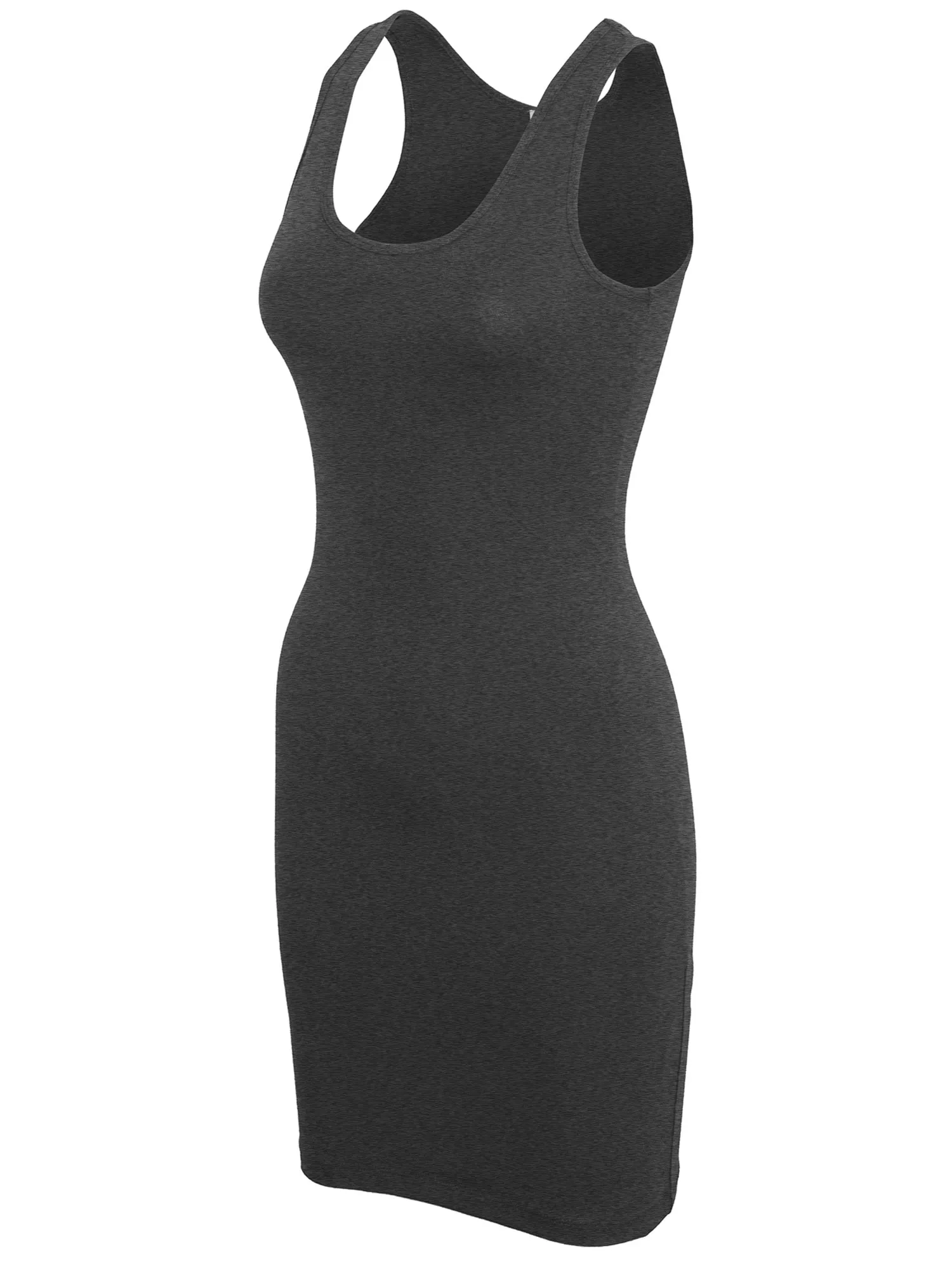 KOGMO Womens Solid Basic Sleeveless Scoop Neck Bodycon Premium Cotton Dress (S-XL)