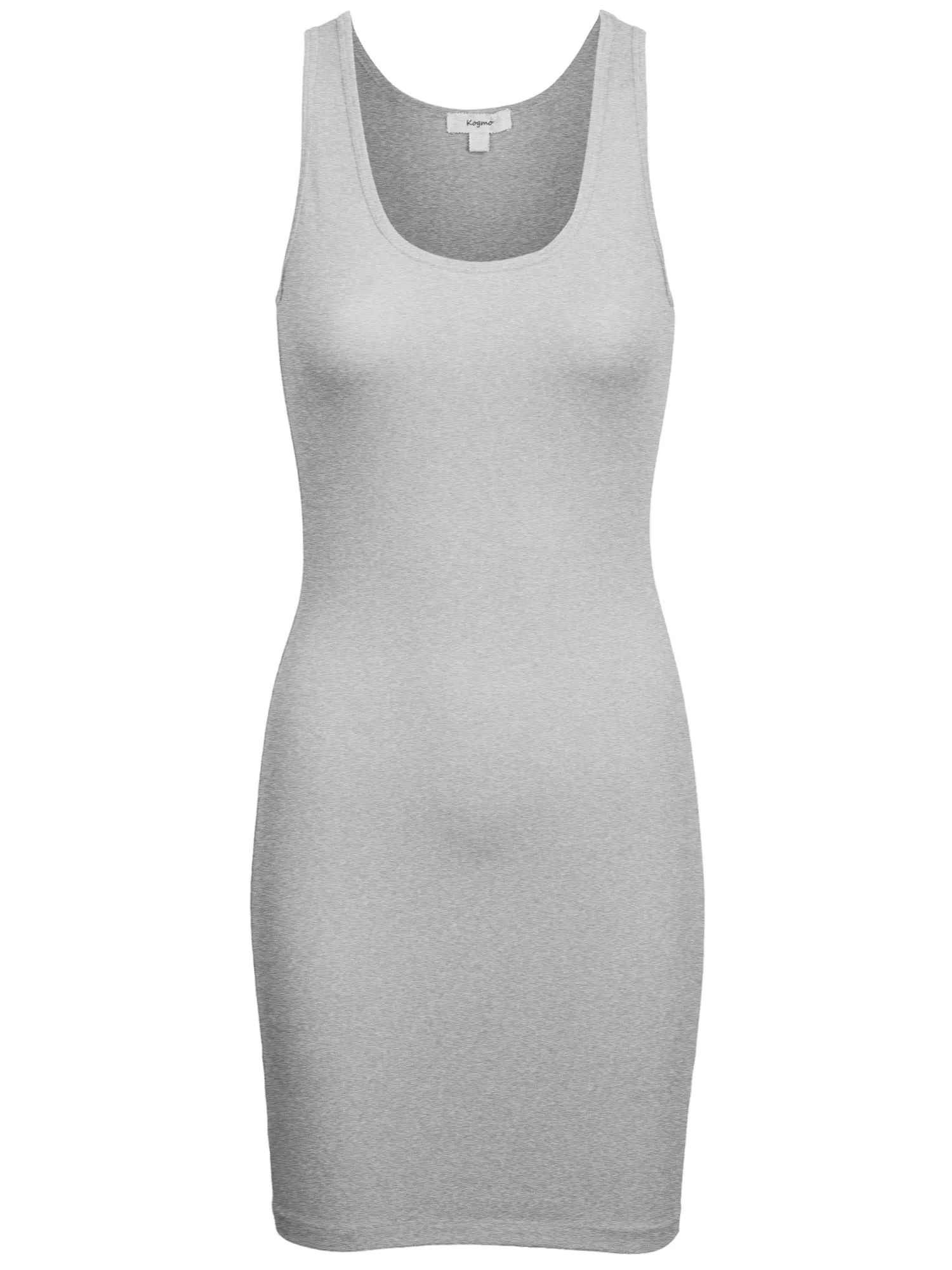 KOGMO Womens Solid Basic Sleeveless Scoop Neck Bodycon Premium Cotton Dress (S-XL)