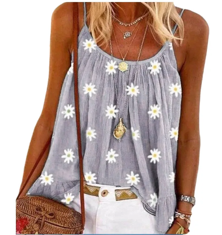 Ladies Daisy Print Camisole Top