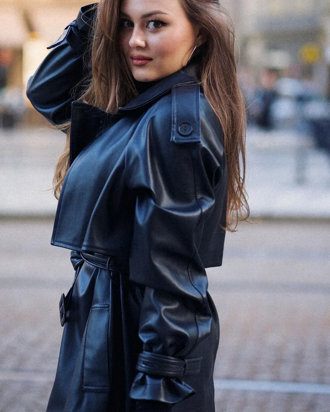 Leather-Effect Trench Coat